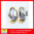 Alibaba top products Modern Fashion kids Shoes gold bow Well footwear yellow Genuine Leather toddler moccs sandals shoes